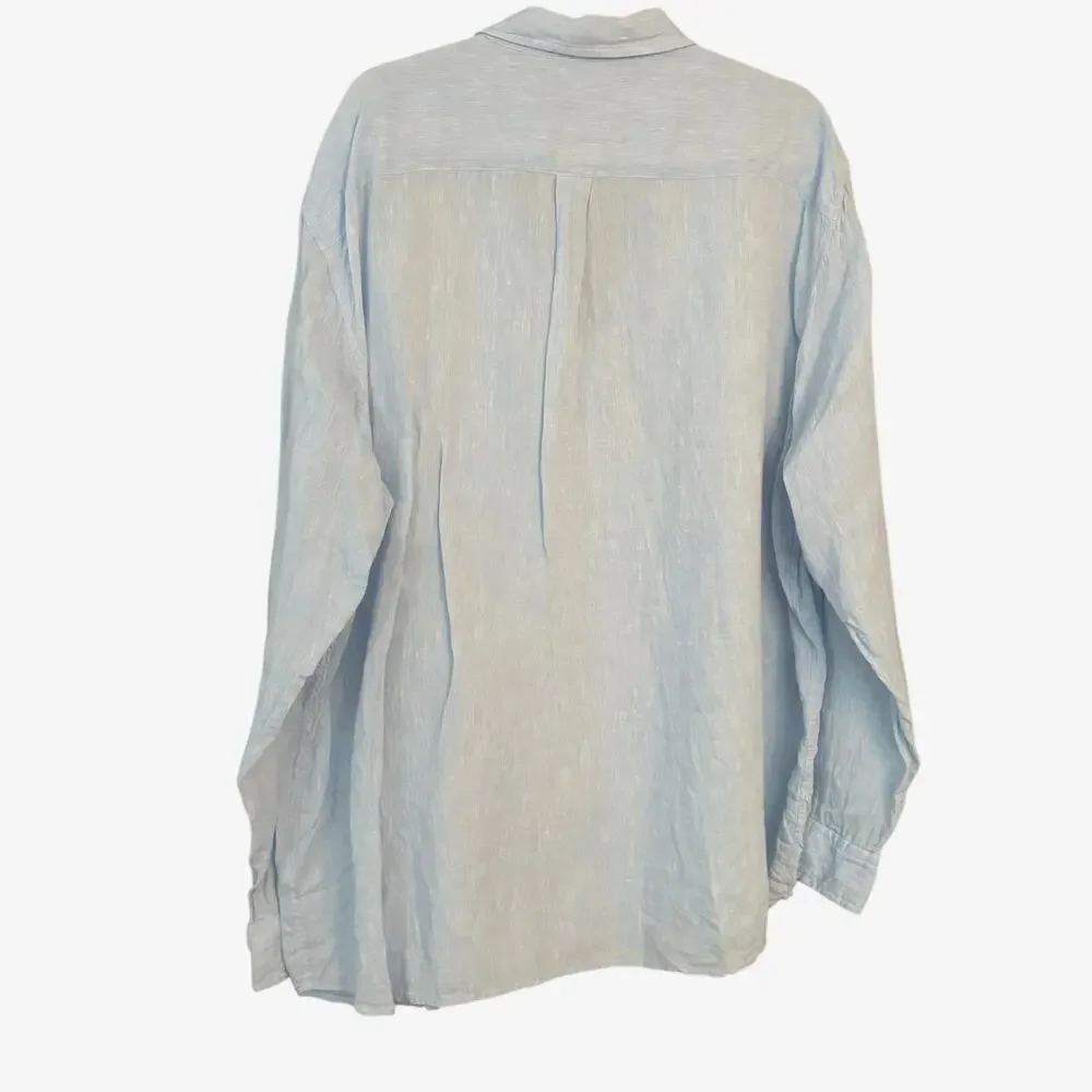 Vineyard Vines Mens 100% Linen Blue Long Sleeve XXL Casual Button Down Beachy